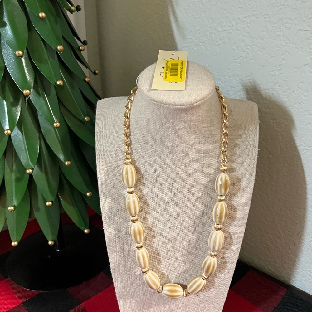 Patricia Nash Gold Oval Bead Necklace